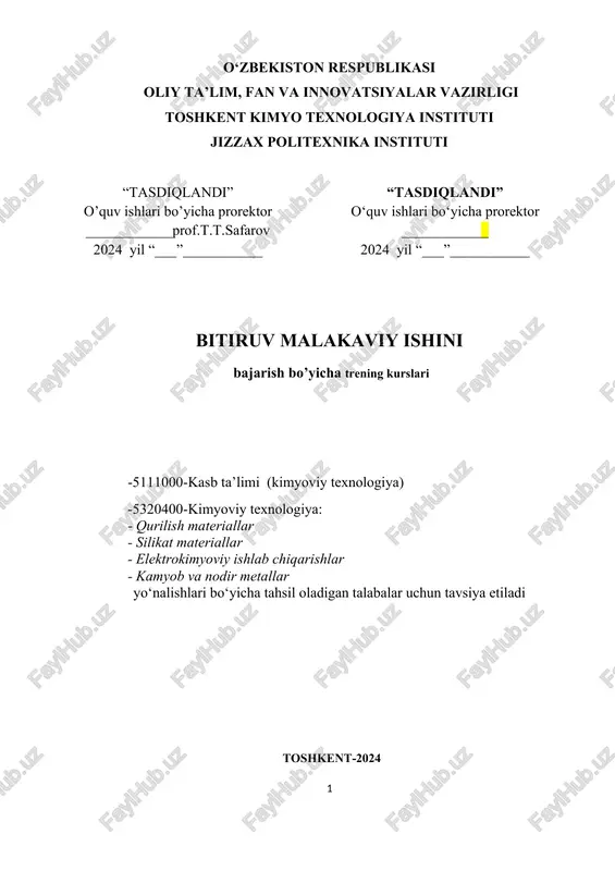 bitiruv malakaviy ishini bajarish bo'yicha trening kurslari — DOC