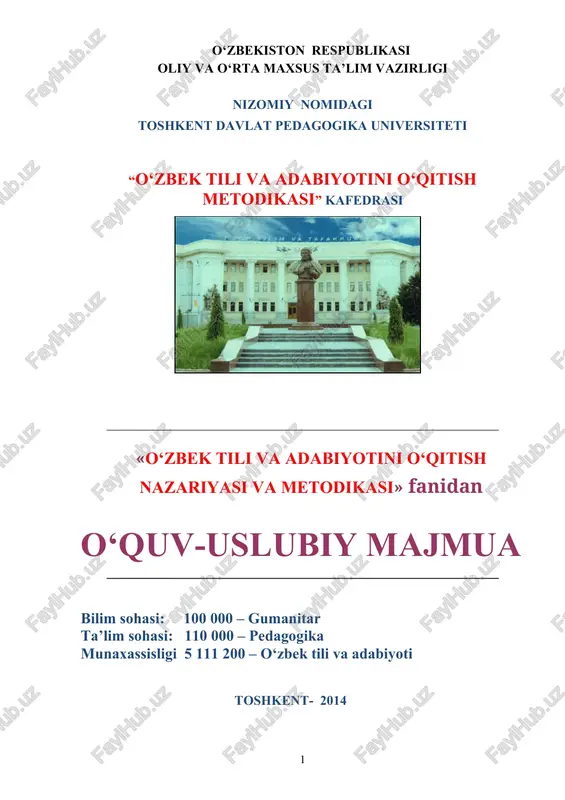 o‘zbek tili va adabiyotini o‘qitish nazariyasi va metodikasi — DOCX