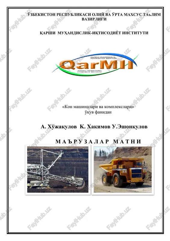 kon mashinalari va komplekslari — DOCX