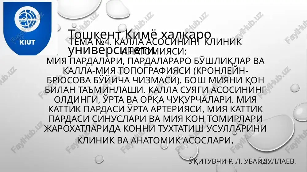 tema №4. kallaasosiningklinikanatomiyasi — PPTX