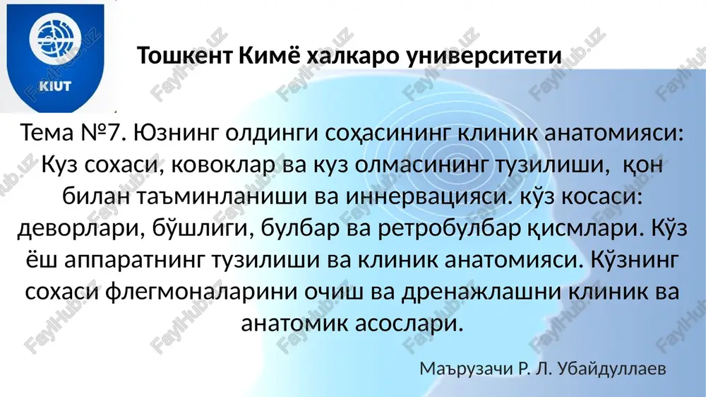 yuzningoldingisohasiningklinikanatomiyasi — PPTX