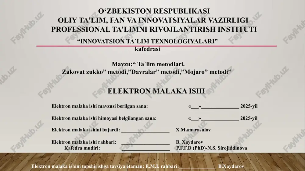 elektron malaka ishi — PPTX