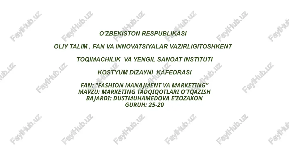 fashion manajment va marketing — PPTX