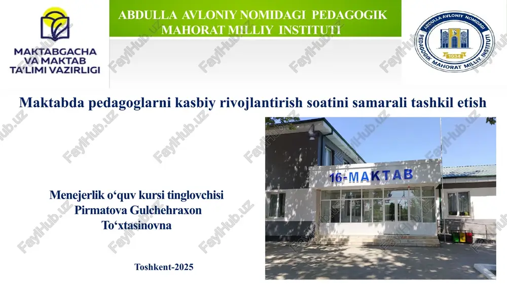 abdulla avloniy nomidagi pedagogik mahorat milliy instituti — PPTX
