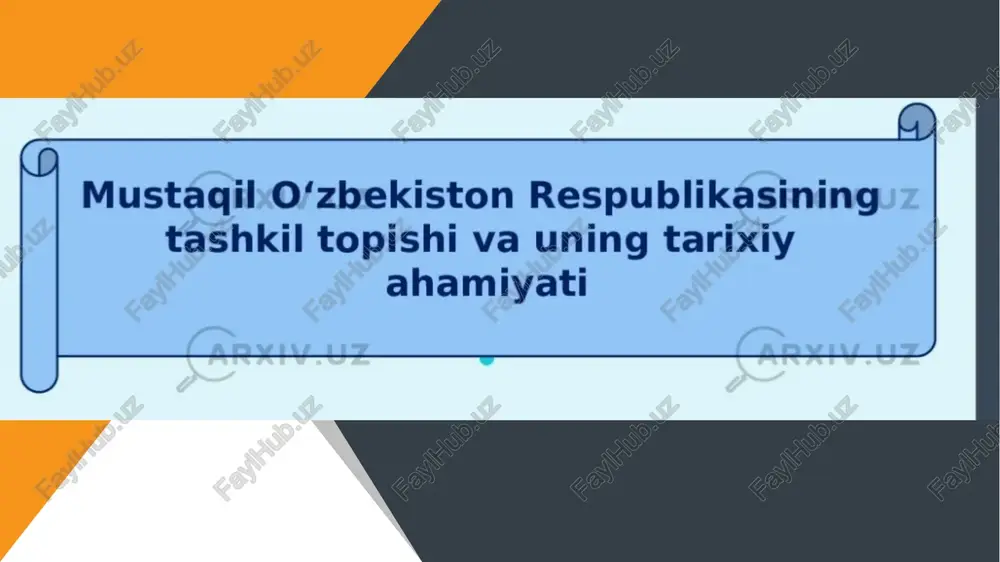 mustaqilo/zbekiston respublikasining tashkil topishi va uning tarixiy ahamiyati — PPTX
