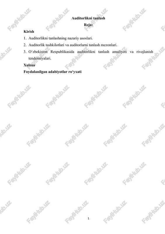 auditorlikni tanlash — DOCX