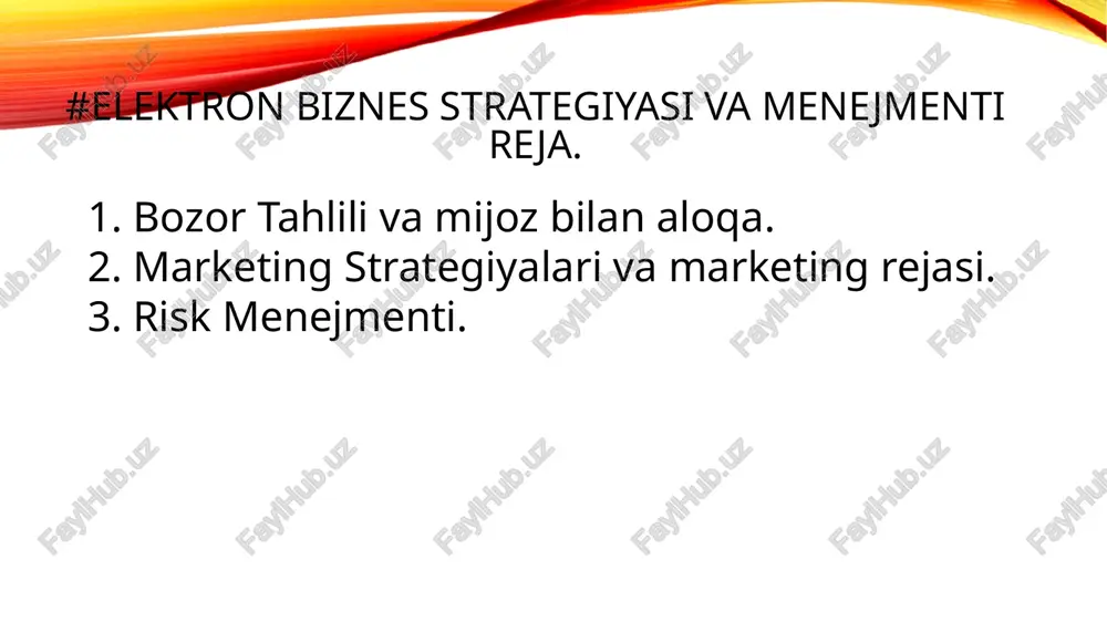 bozor tahlili va mijoz bilan aloqa — PPTX