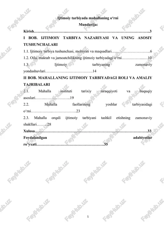ijtimoiy tarbiyada mahallaning oʻrni — DOCX