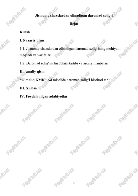 daromad solig‘i — DOCX