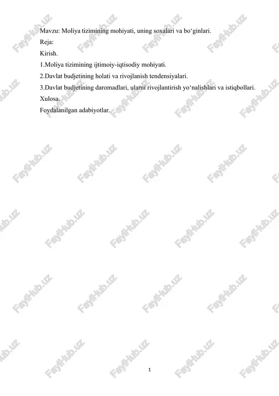 moliya tizimi — DOCX