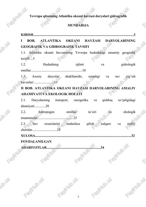 atlantika okeani havzasi daryolari — DOCX