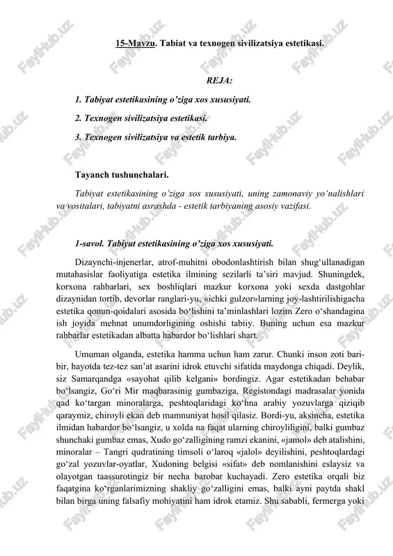 tabiat va texnogen sivilizatsiya estetikasi — DOCX