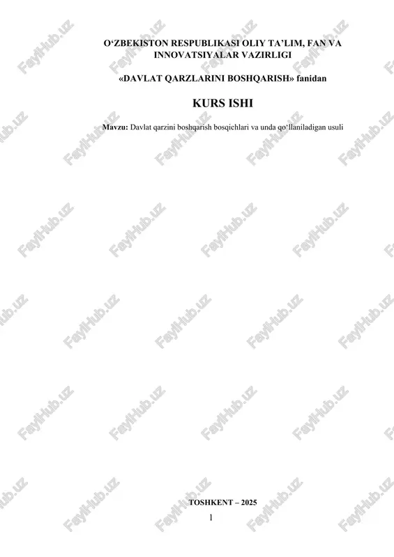 davlat qarzlarini boshqarish kurs ishi — DOCX