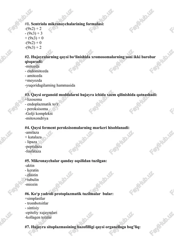 gistologiya test — DOC