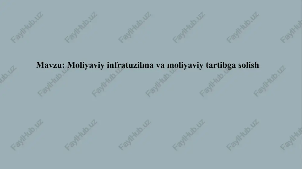 moliyaviy infratuzilma va moliyaviy tartibga solish — PPTX