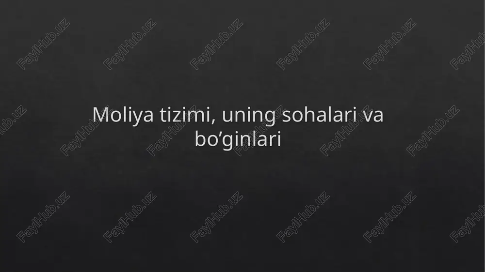 moliya tizimi, uning sohalar va bo'ginlari — PPTX