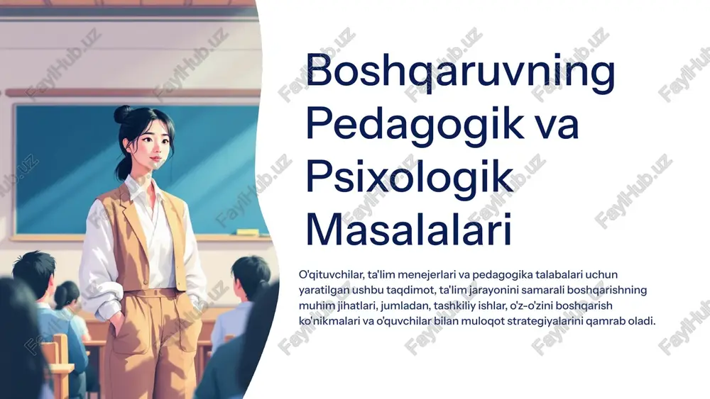 boshqaruvning pedagogik va psixologik masalalari — PPTX
