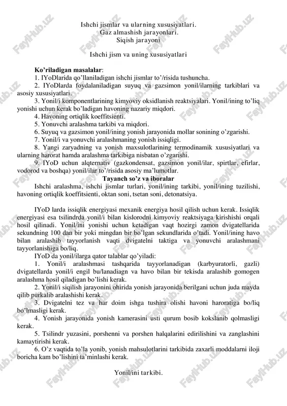 ishchi jismlar va ularning xususiyatlari — PDF