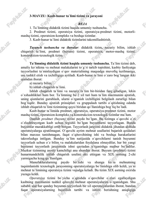 kasb-hunar ta`limi tizimi va jarayoni — PDF