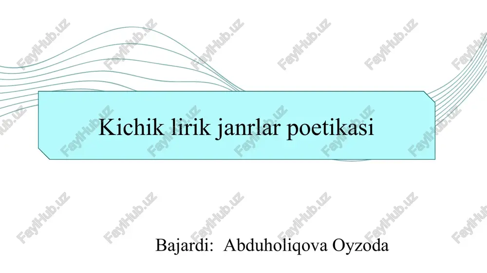 kichik lirik janrlar poetikasi slayd — PPTX