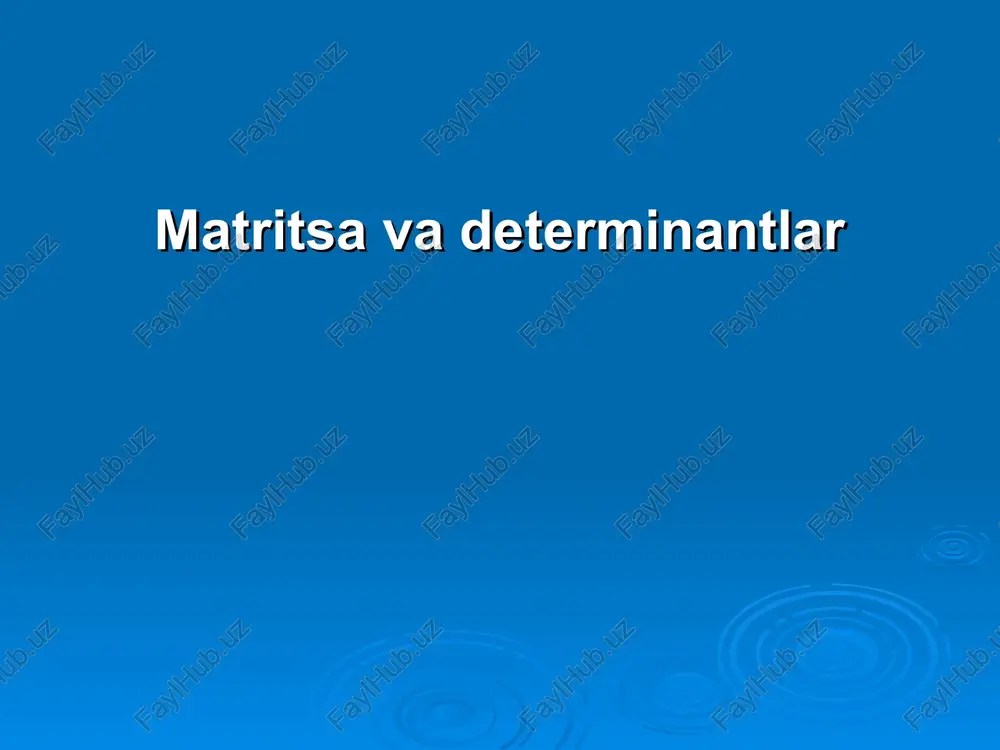 matritsa va determinantlar — PPT