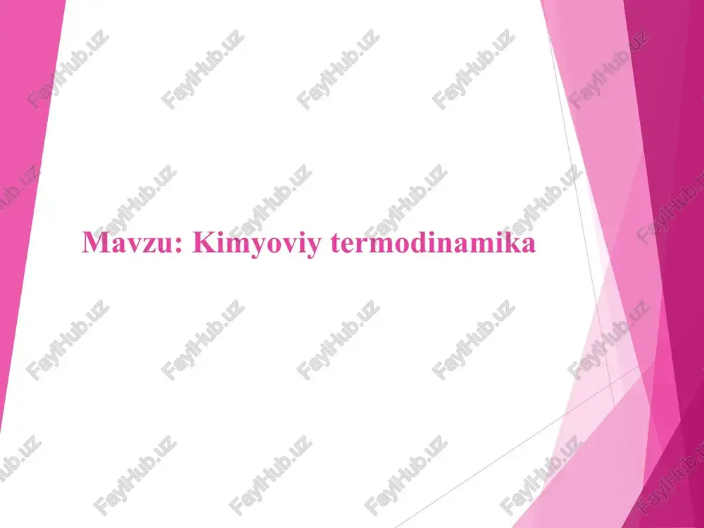 kimyoviy termodinamika — PPT
