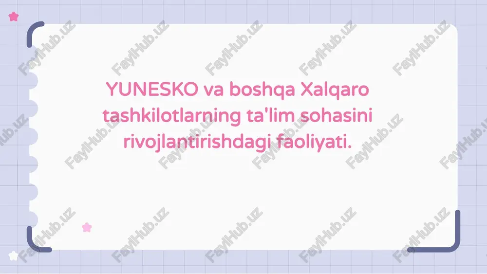 unesco ta'lim sohasi — PPTX