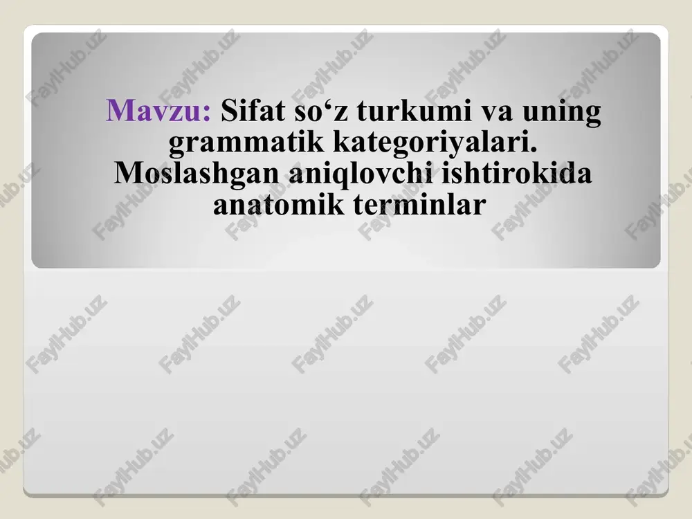 sifat so‘z turkumiva uning grammatik kategoriyalari — PPT