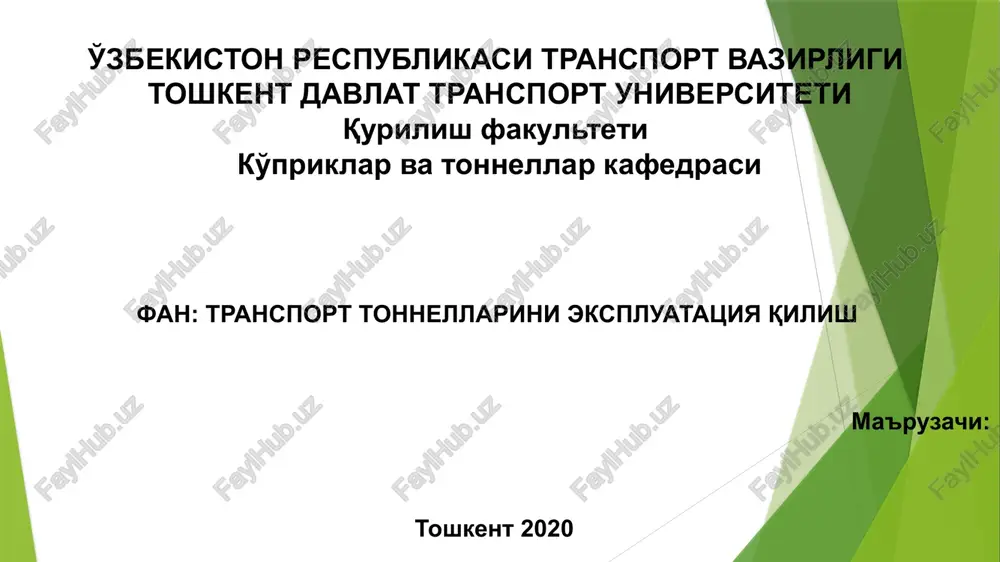 tonnellarning kapital ta'mirlashi — PPTX