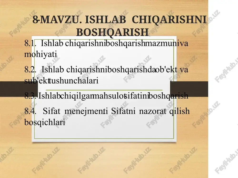 ishlab chiqarishni boshqarish — DOC