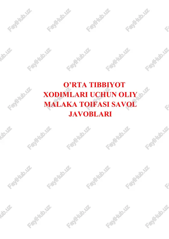 o'rta tibbiyot xodimlari uchun malaka toifasi savol javoblari argos test yangi — DOCX