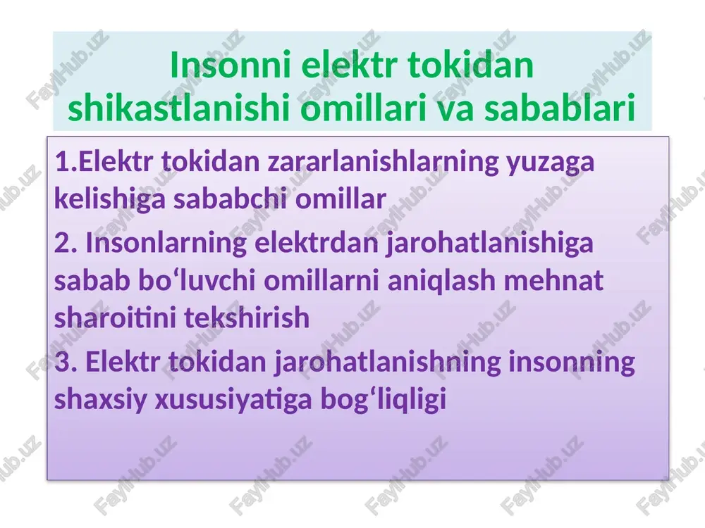 elektr tokidan zararlanish — PPTX