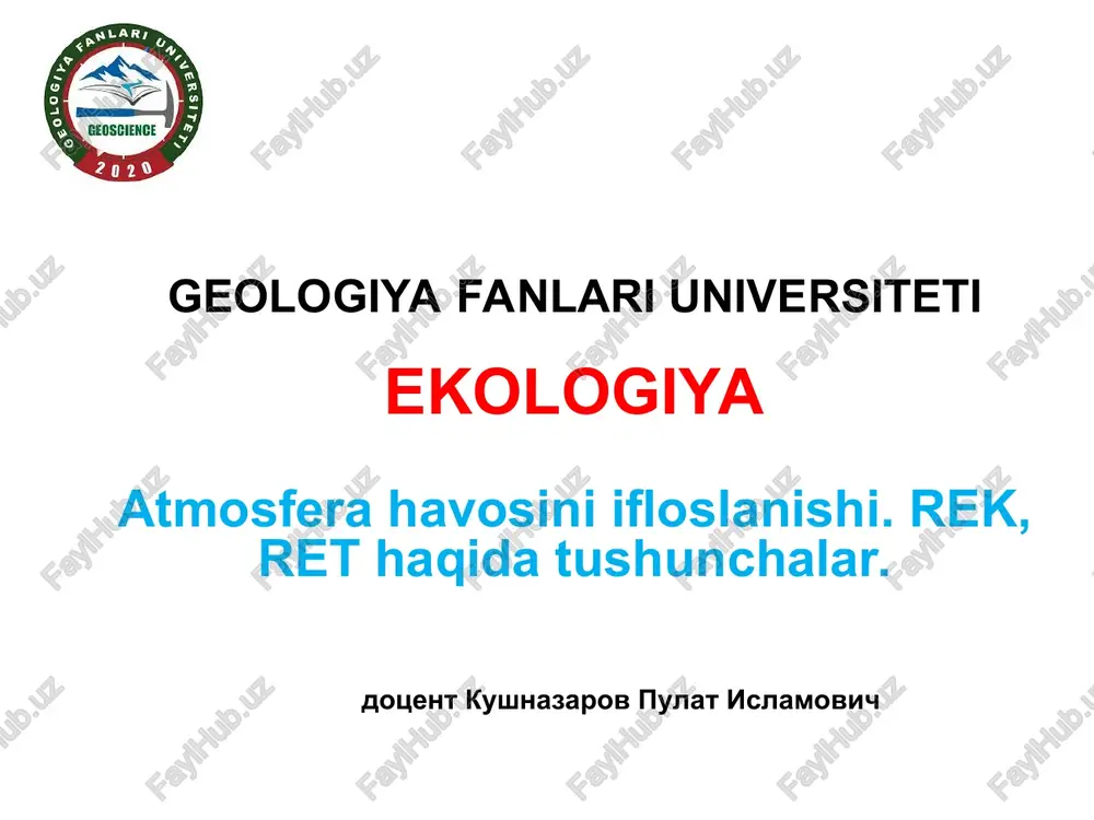 geologiya fanlari universiteti — PPT