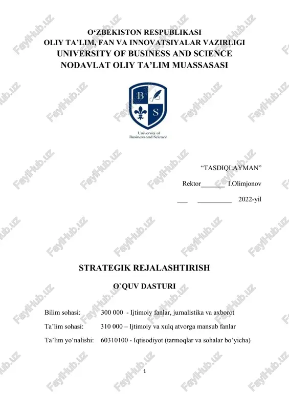 strategik rejalashtirish — DOCX
