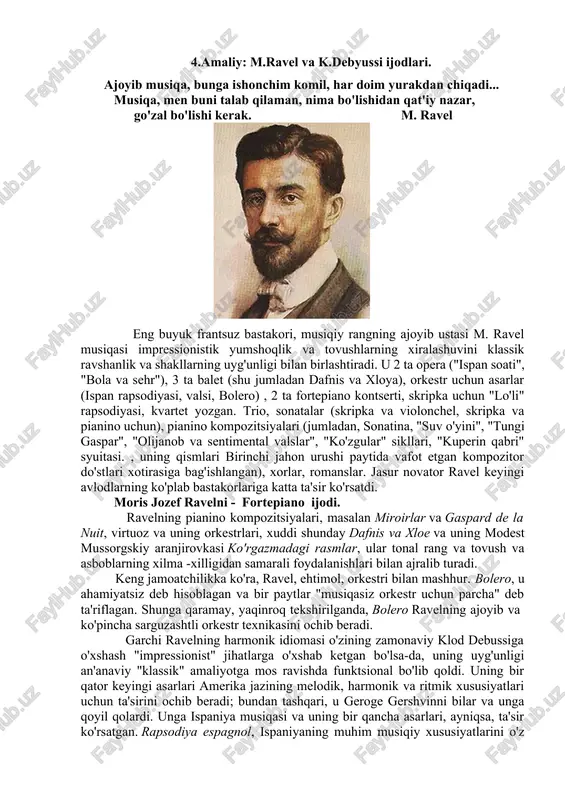 m.ravel va k.debyussi ijodlari — DOCX