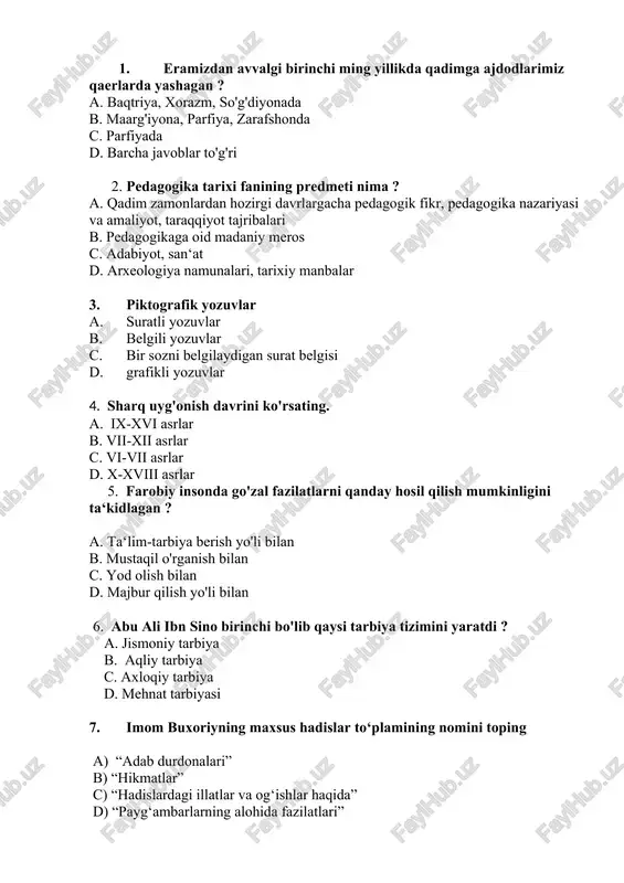 pedagogika tarixi fanining predmeti — DOCX