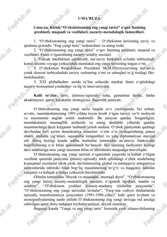o‘zbekistonning eng yangi tarixi — DOC