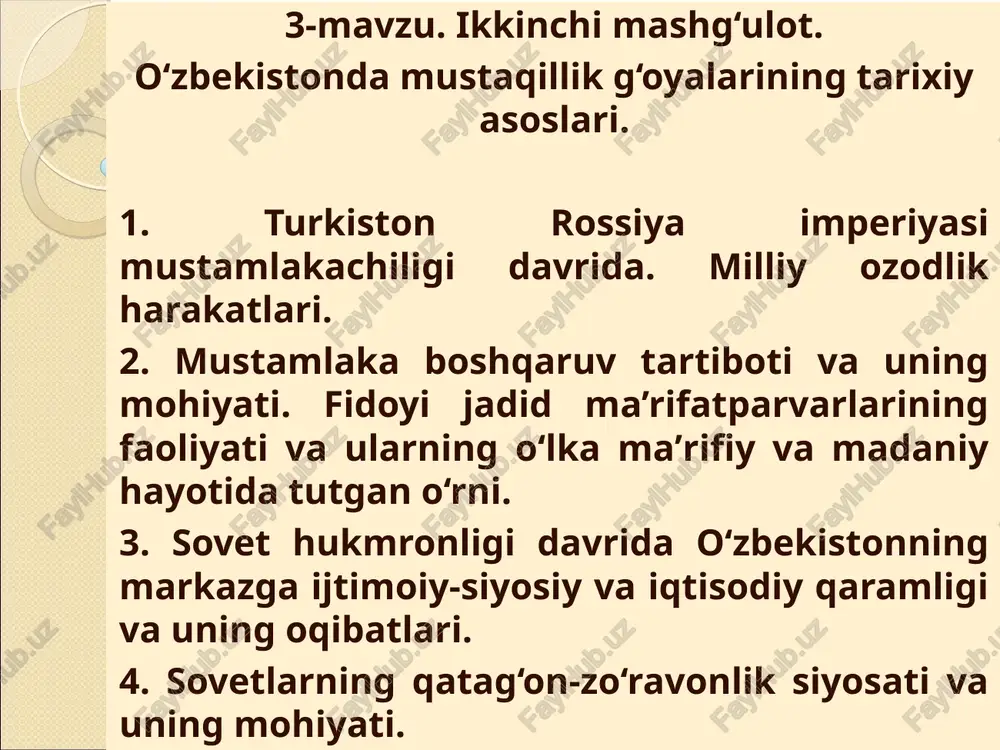 o‘zbekiston mustaqillik g‘oyasi tarixi — PPT