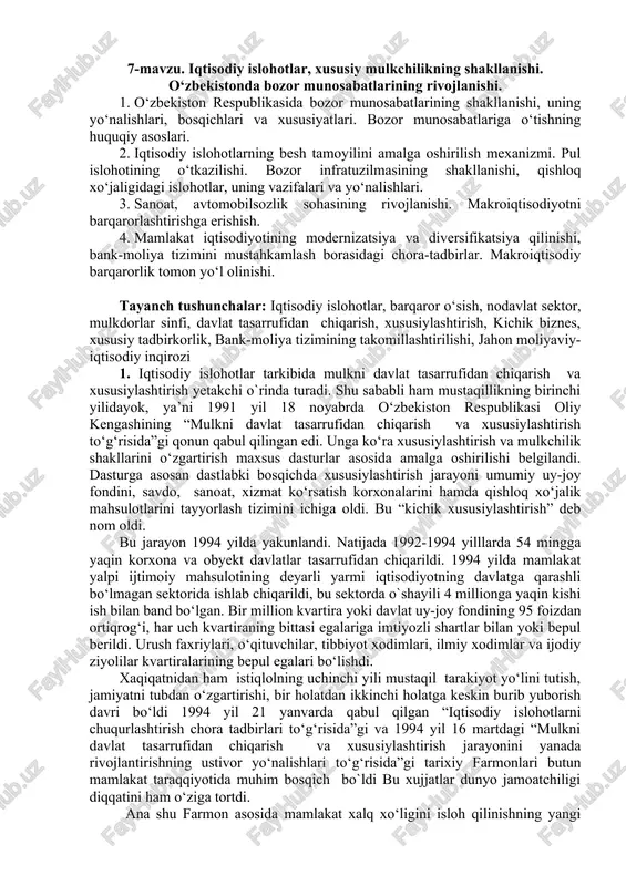 iqtisodiy islohotlar — DOC