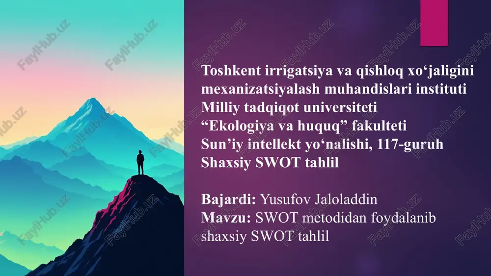 shaxsiy swot tahlil — PPTX