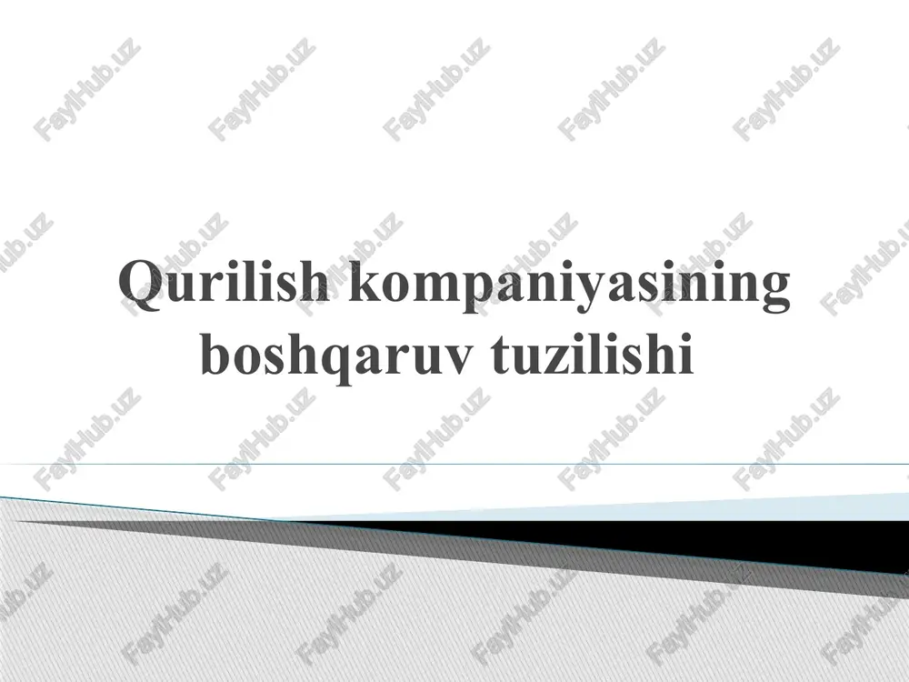 qurilish kompaniyasining boshqaruv tuzilishi — PPTX
