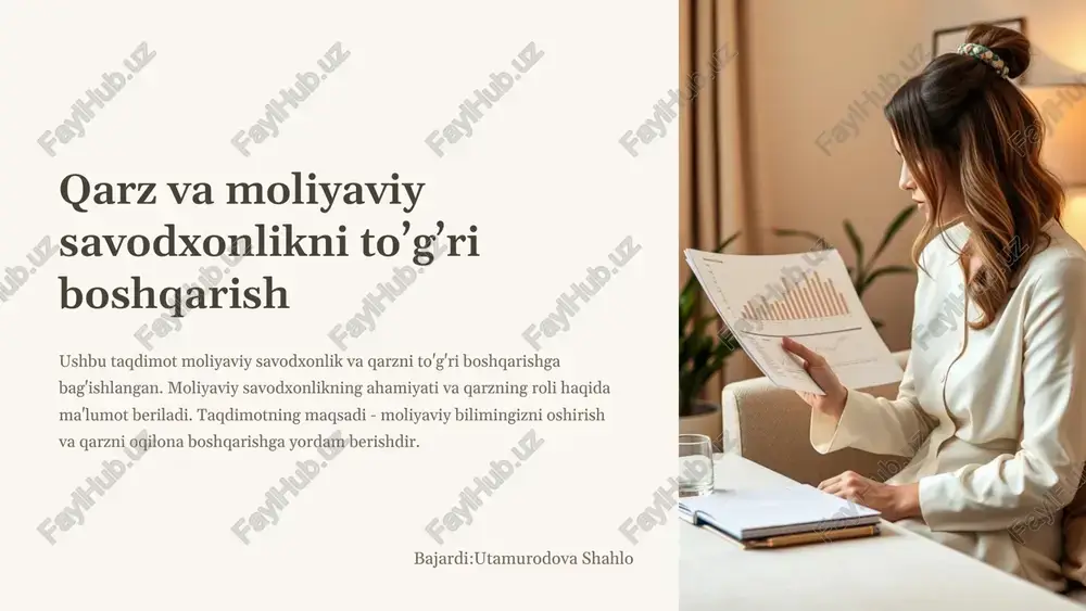 qarz va moliyaviy savodxonlikni to’g’ri boshqarish — PPTX