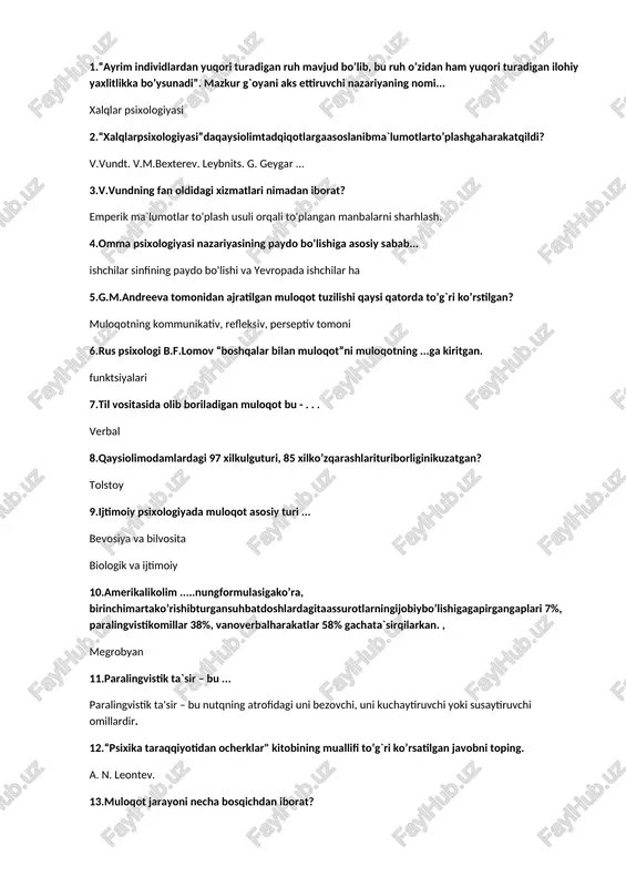 omma psixologiyasi nazariyasi — DOCX