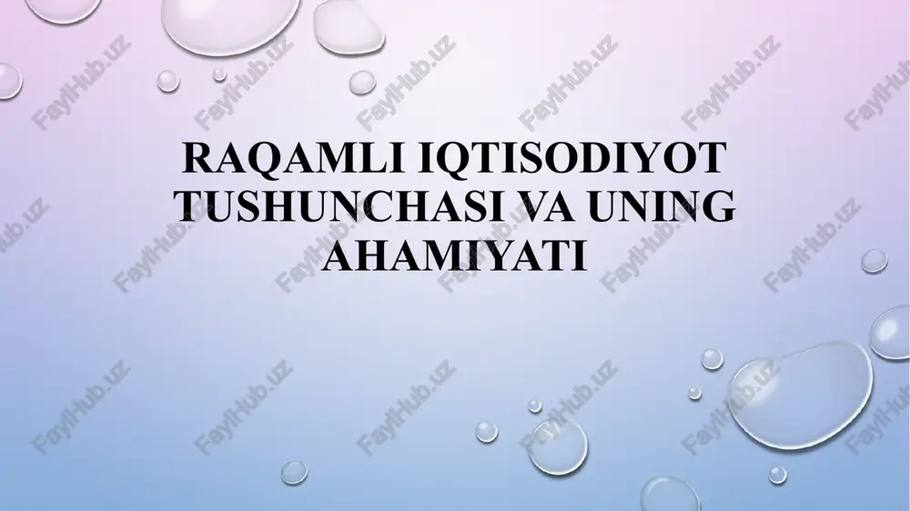 raqamli iqtisodiyot tushunchasi va uning ahamiyati — PPTX