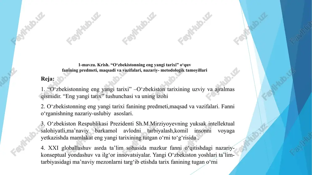 o‘zbekistonning eng yangi tarixi — PPT