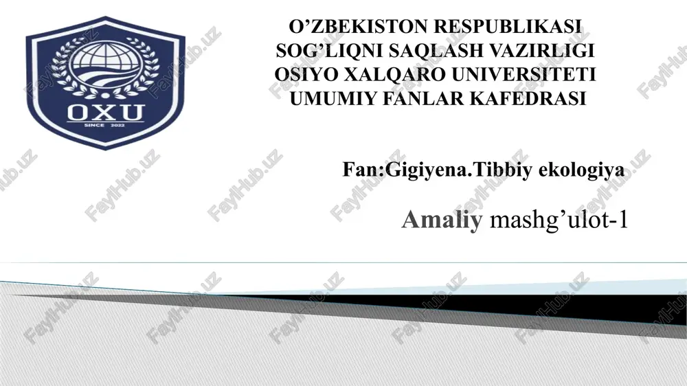 kasalxonalar havosining antropogen ifloslanishi — PPTX