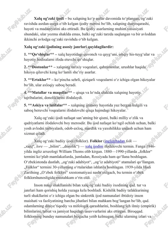 xalq og'zaki ijodi — DOCX