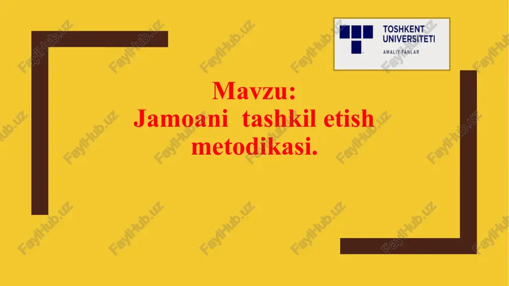 jamoanitashkil etish metodikasi — PPTX