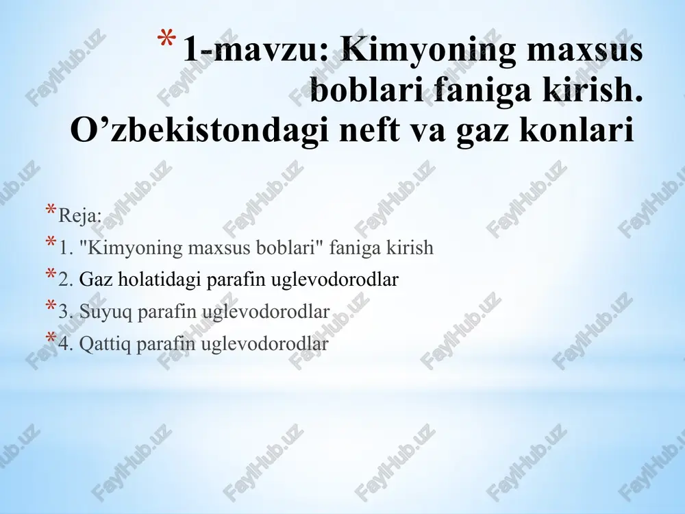 kimyoning maxsus boblari — PPTX