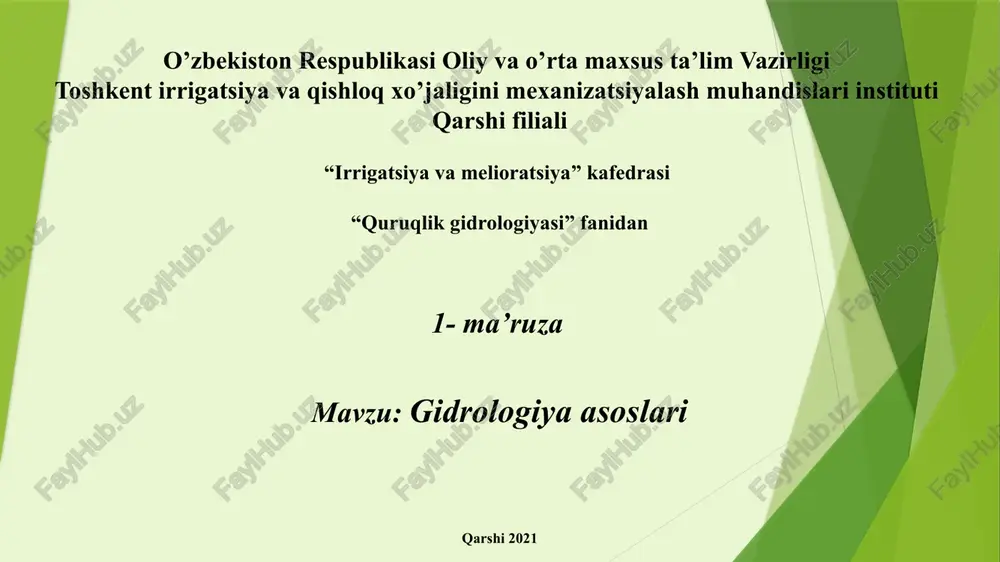 quruqlik gidrologiyasi — PPTX